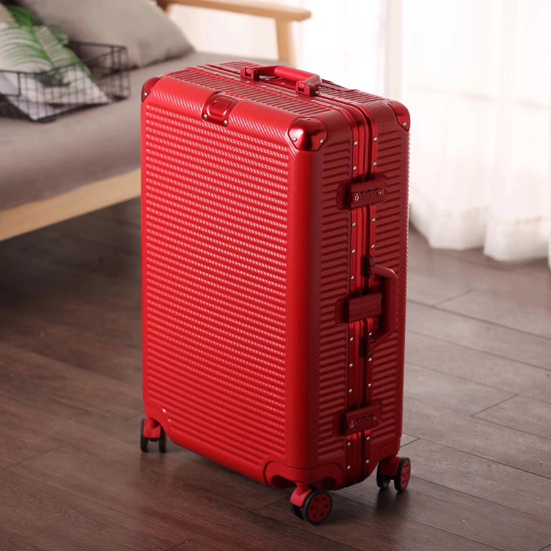 Scratch-Proof Retro Business Aluminum Frame Suitcase Travel Trolley Boarding Luggage