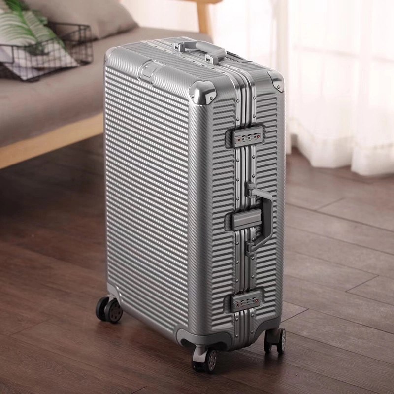 Scratch-Proof Retro Business Aluminum Frame Suitcase Travel Trolley Boarding Luggage