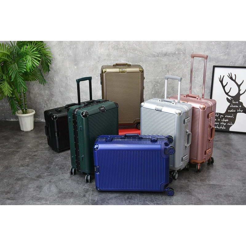 Scratch-Proof Retro Business Aluminum Frame Suitcase Travel Trolley Boarding Luggage