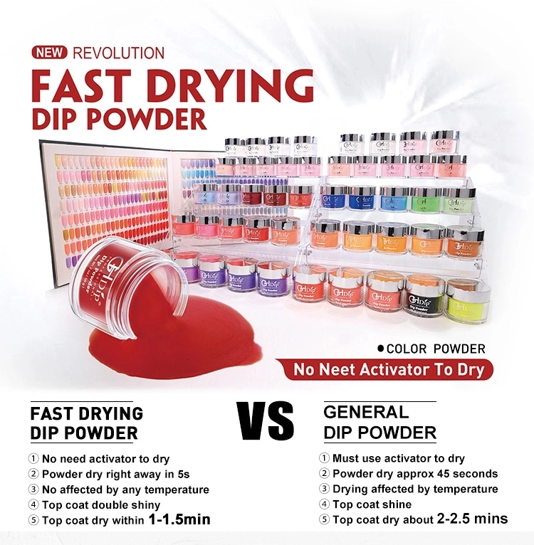 Fast Drying Dipping Powder Nail System, No Need of Activator to Dry