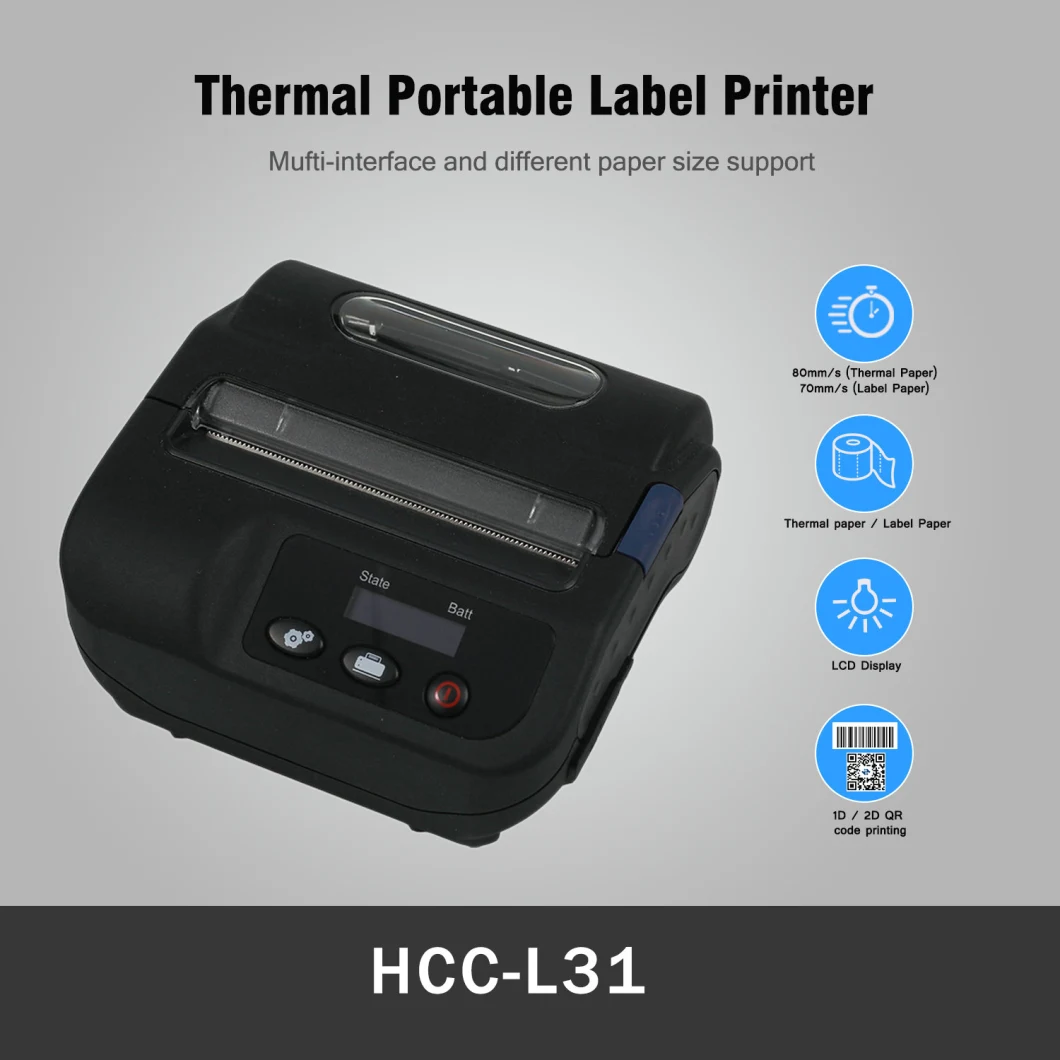 3inch Qr Code Stickers Roll USB Android Bluetooth Thermal Label Printer (HCC-L31)