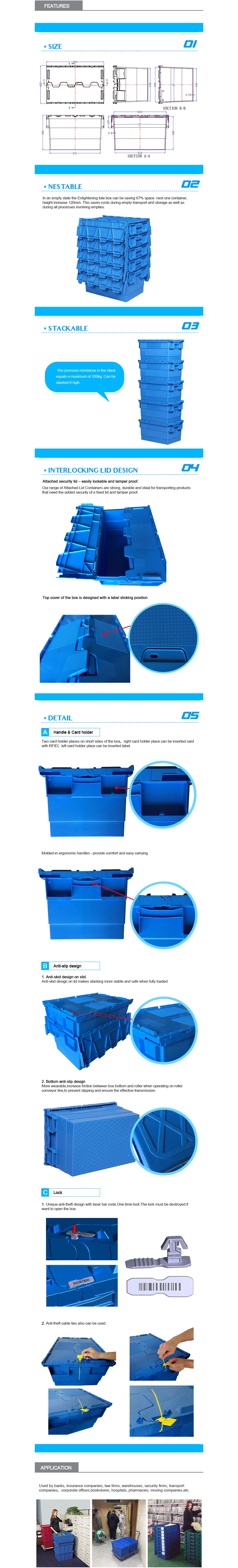 Industrial Plastic Storage Turnover Box for Moving and Storage