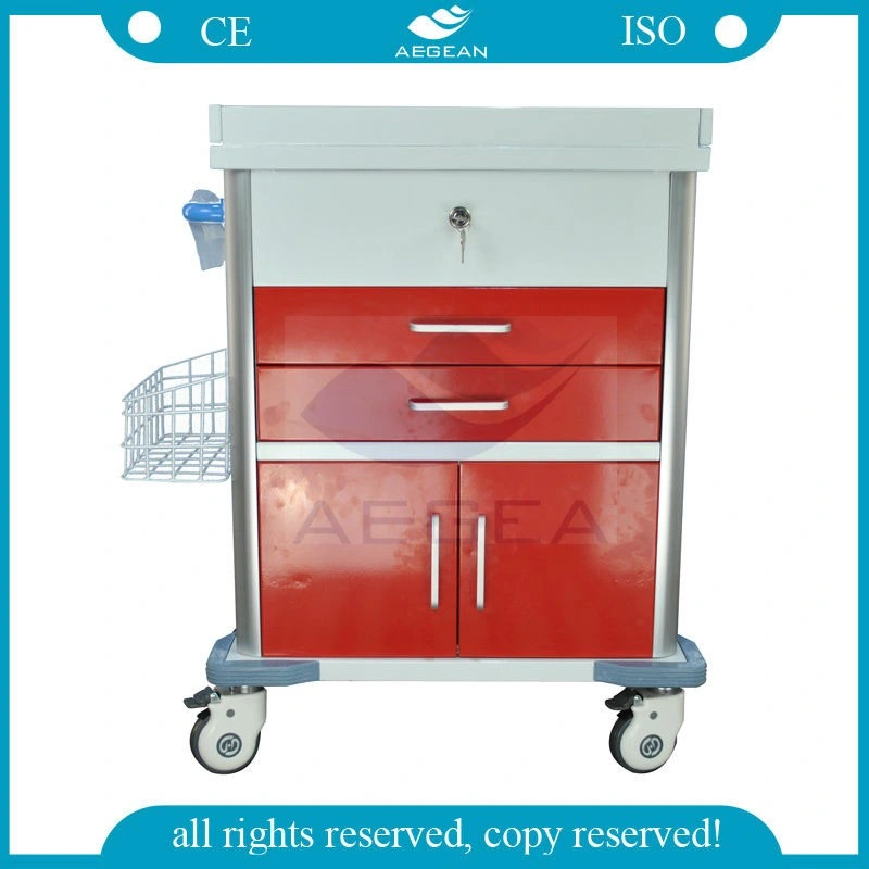 AG-Mt026 ISO&Ce Red Color Two Drawers Moving Storage Trolleys with Wheels