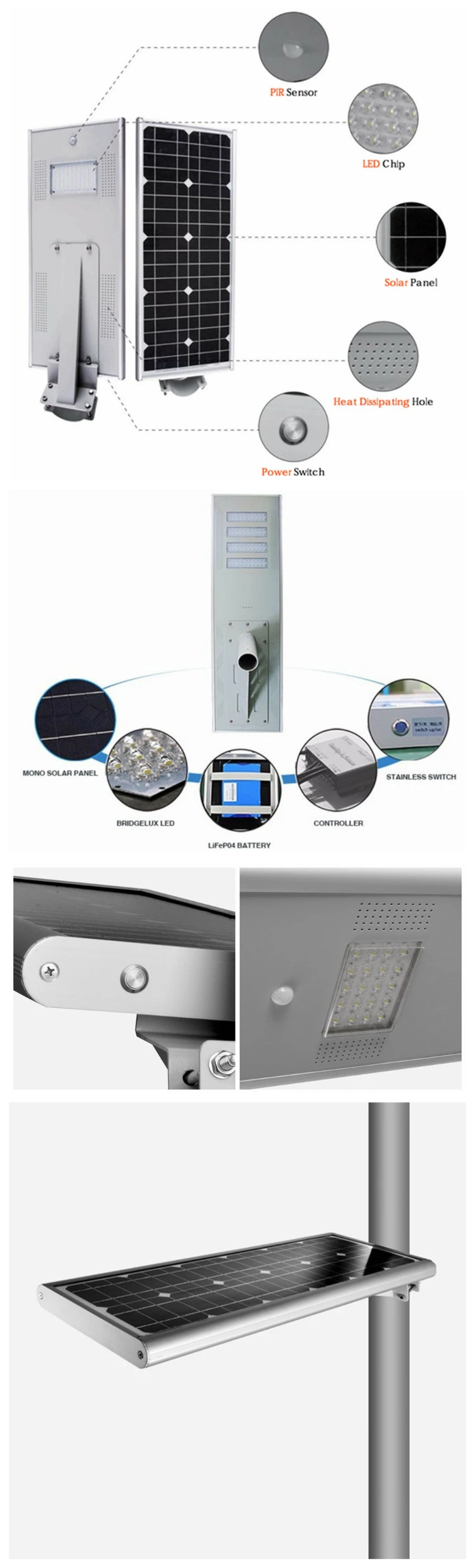 Integrated 40W 60W Integrated LED Solar Street Light All in One