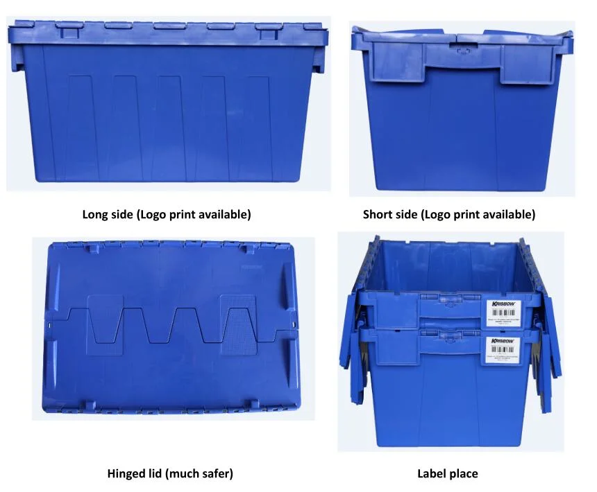 Warehouse Moving and Storage Plastic Attached Lid Container