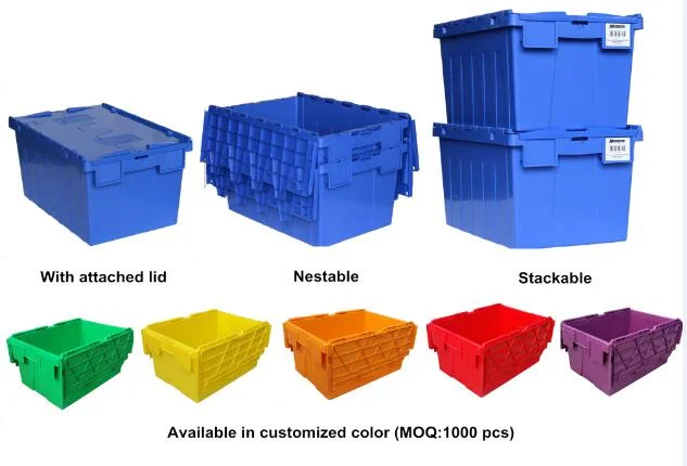 Attached Lid Logistic Storage Moving Container