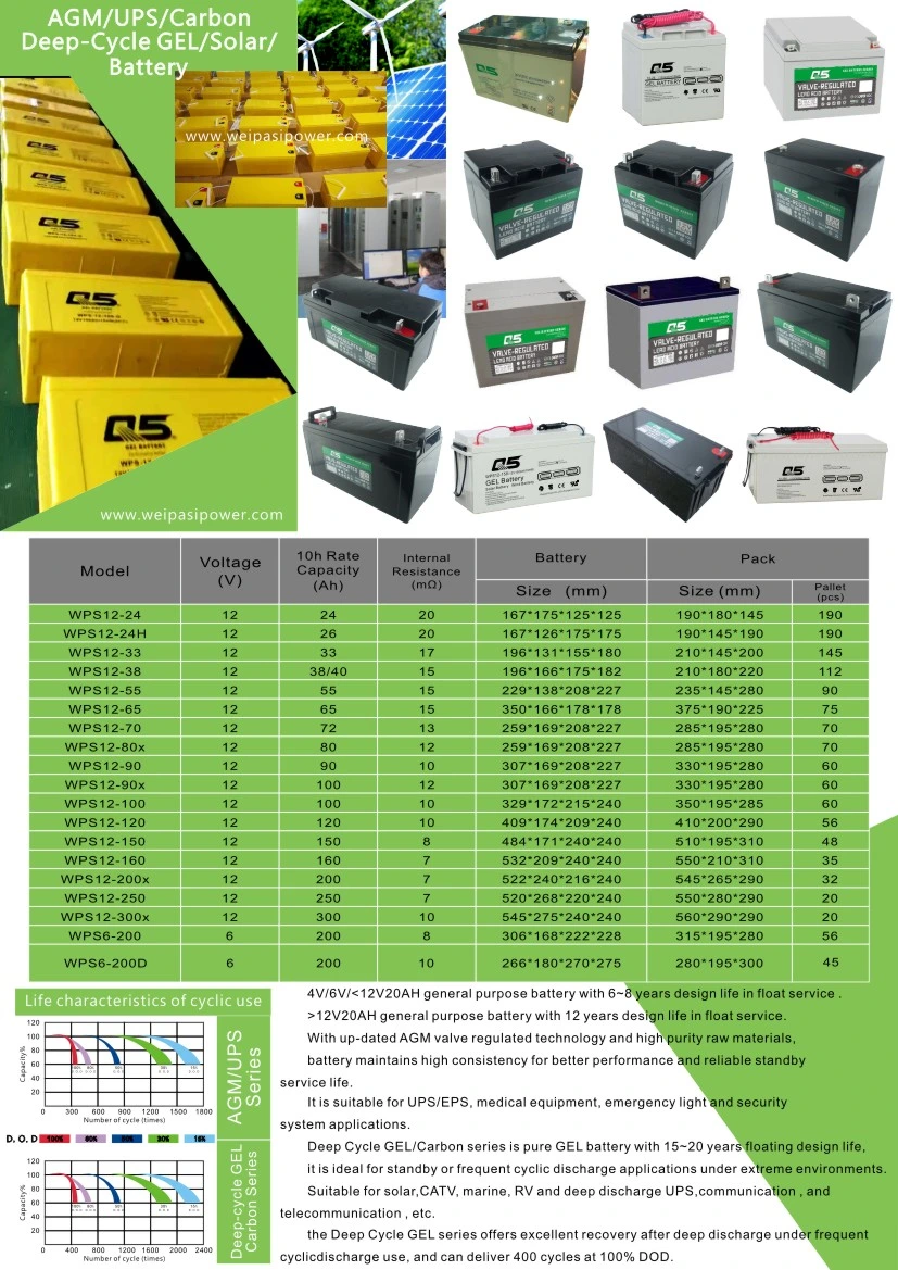 6V180AH 225AH Deep-Cycle AGM UPS CPS ECO Lead acid carbon Storage Sweeper Battery