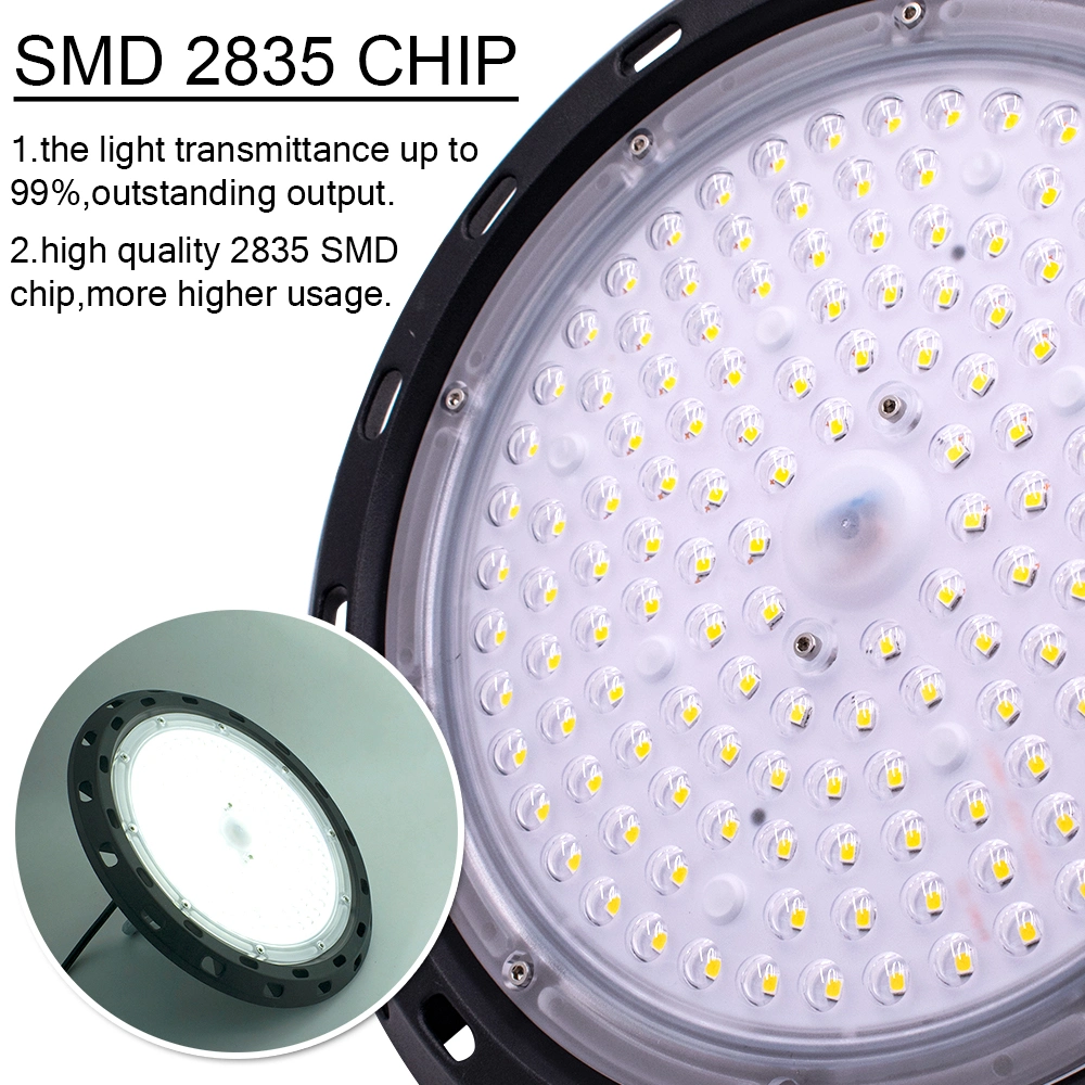 Slim 120lm/W SMD2835 High Bay LED Lights Warehouse 200W UFO LED High Bay Light Fixture