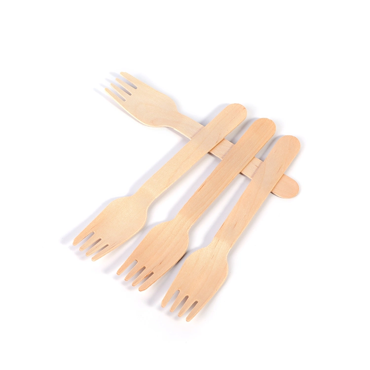 Serving Custom Eco-Friendly Disposable Small Birch Single Use Cutlery Wooden Fork