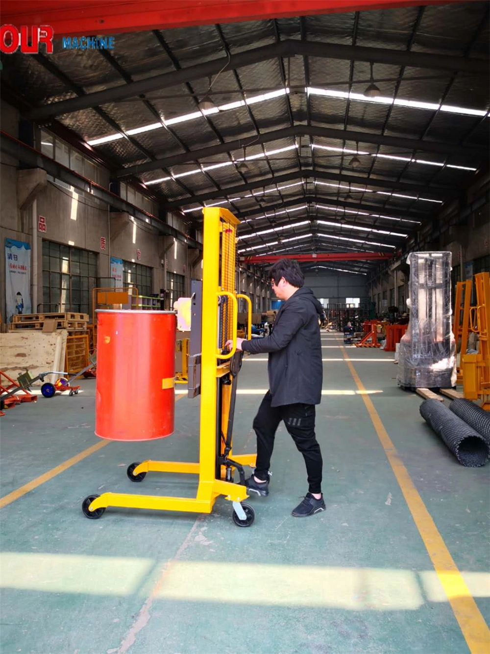 400kg Oil Drum Carrier Hydraulic Hand Operated Pallet Truck Stacker