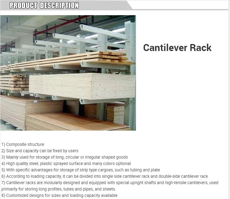 Heavy Duty Cantilever Arm Racking System /Double Sided Storage Steel Shelf Cantilever Racking