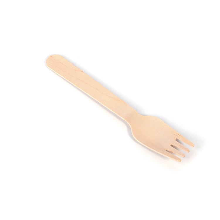 Serving Custom Eco-Friendly Disposable Small Birch Single Use Cutlery Wooden Fork