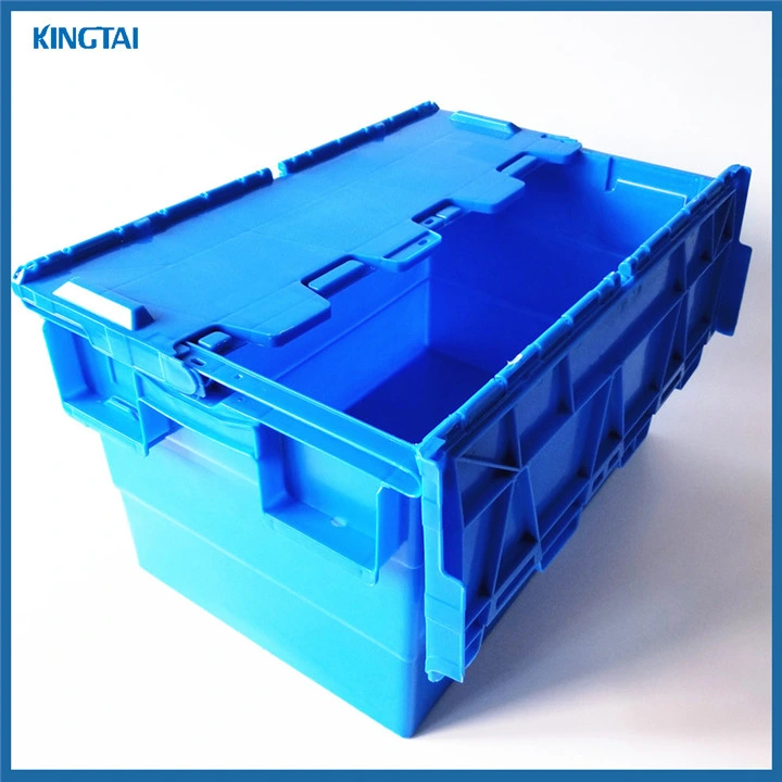 Storage Stack and Nest Plastic Moving Container with Attached Lid