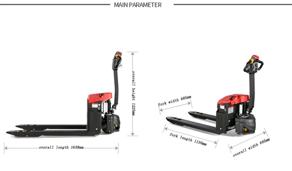 1.5ton 1500kg Quality Small The Walking Type Electric Pallet Lifter Truck Jack