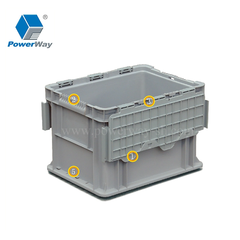 Powerway Attached Lid Logistic Storage Stacking Container Moving Crate