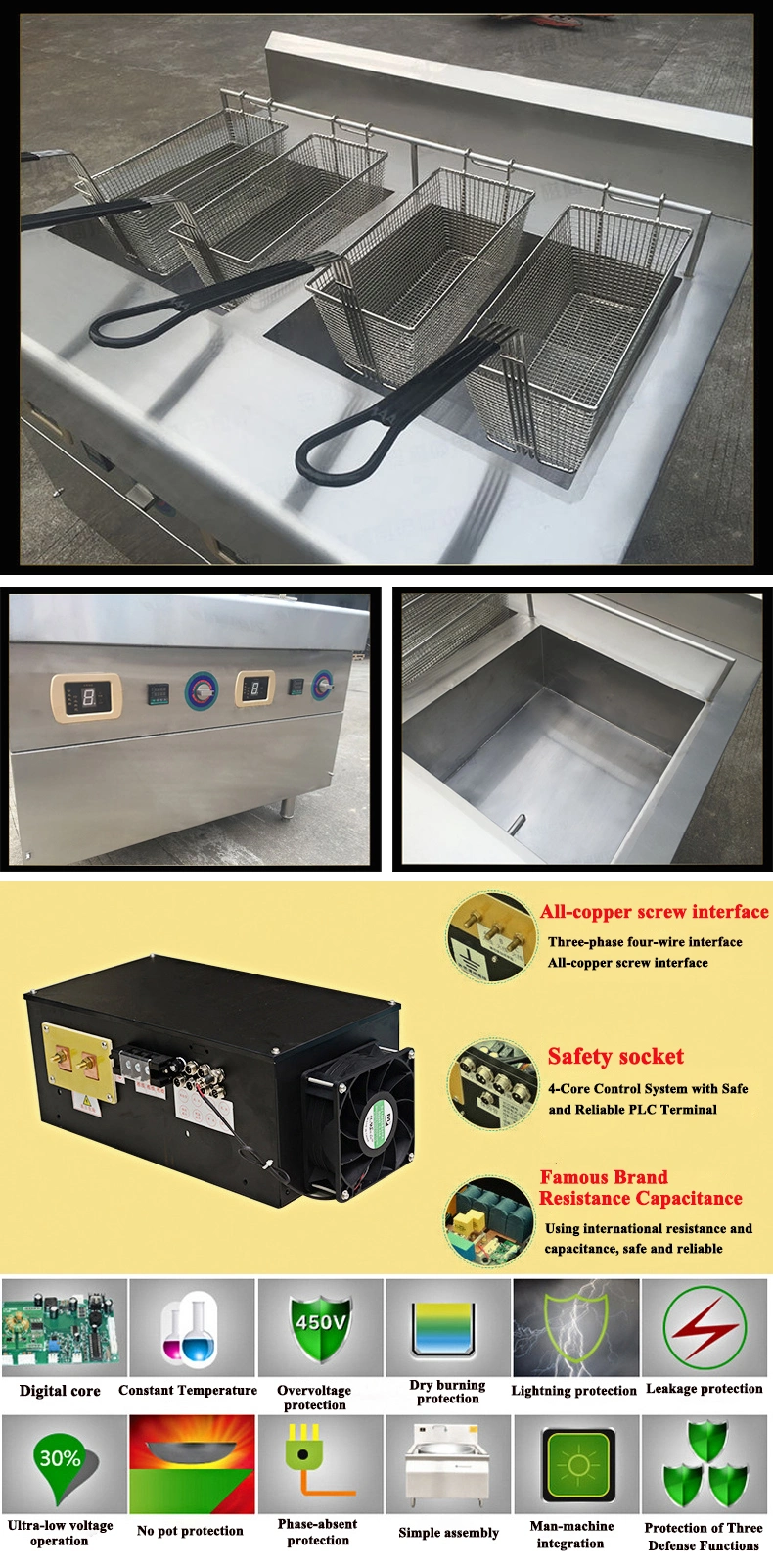 Multi Functional Stainless Steel Pressure Chicken Gowise Chip Vacuum Deep Fryer Machine Pot Accessories