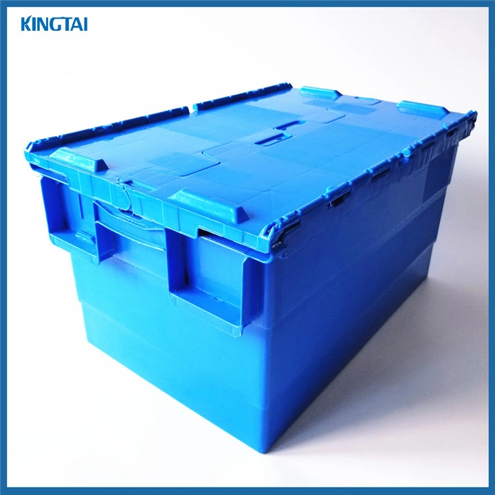 Storage Stack and Nest Plastic Moving Container with Attached Lid