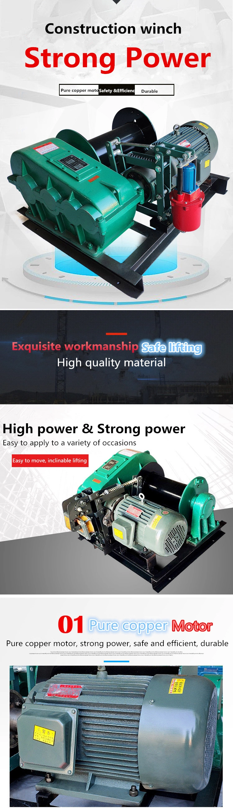 220V 380V China Manufacture Cam-Operated Controller 30 Ton Electric Capstan Lifting Hevey Duty Industrial Electric Hoist Winch