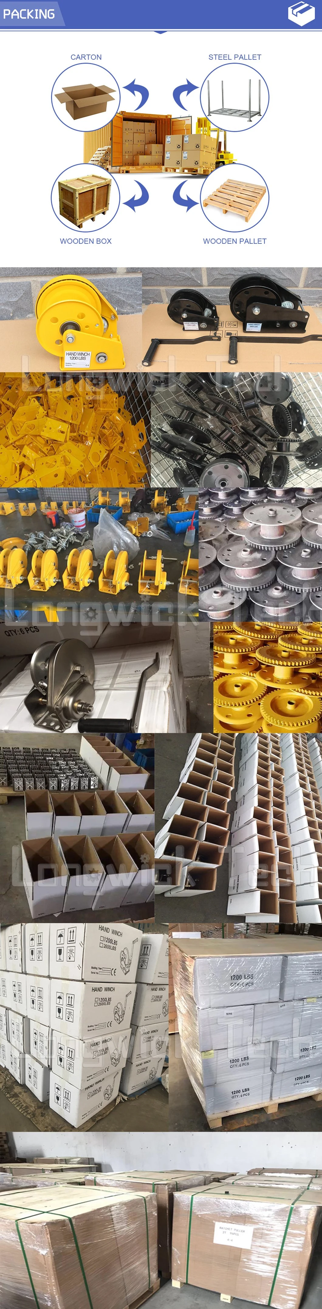 Heavy Duty Trailer Lifting Hoist Worm Gear Pulley Hand Manual Winch with Hook and Wire Rope