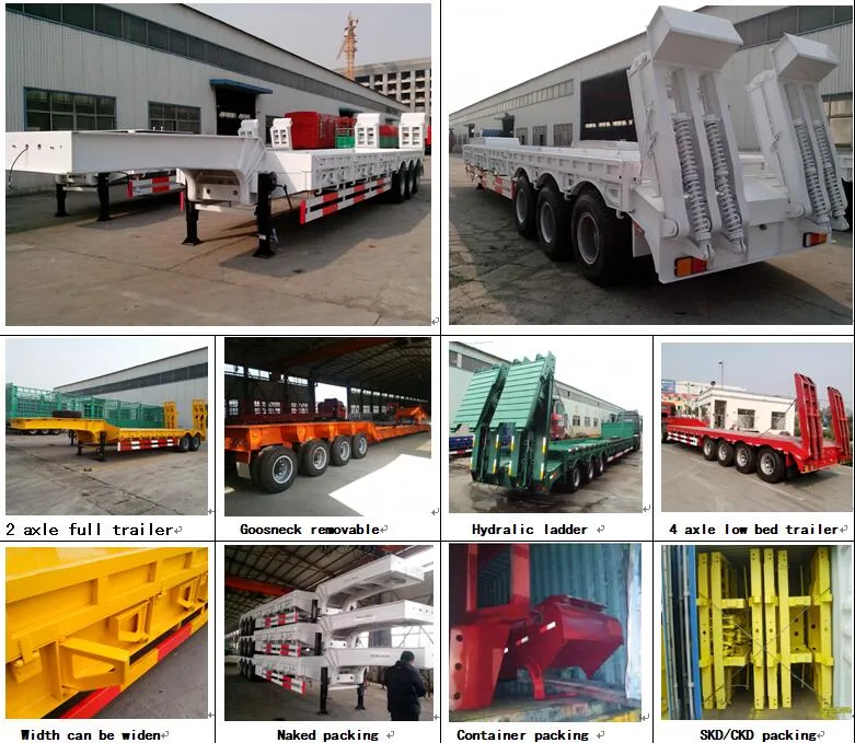Heavy Duty Low Bed Semi Trailer with Engine and Winch