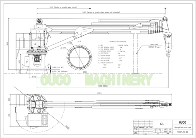 Electric Hydraulic Crane Telescopic Boom Offshore Pedestal Crane Onboard