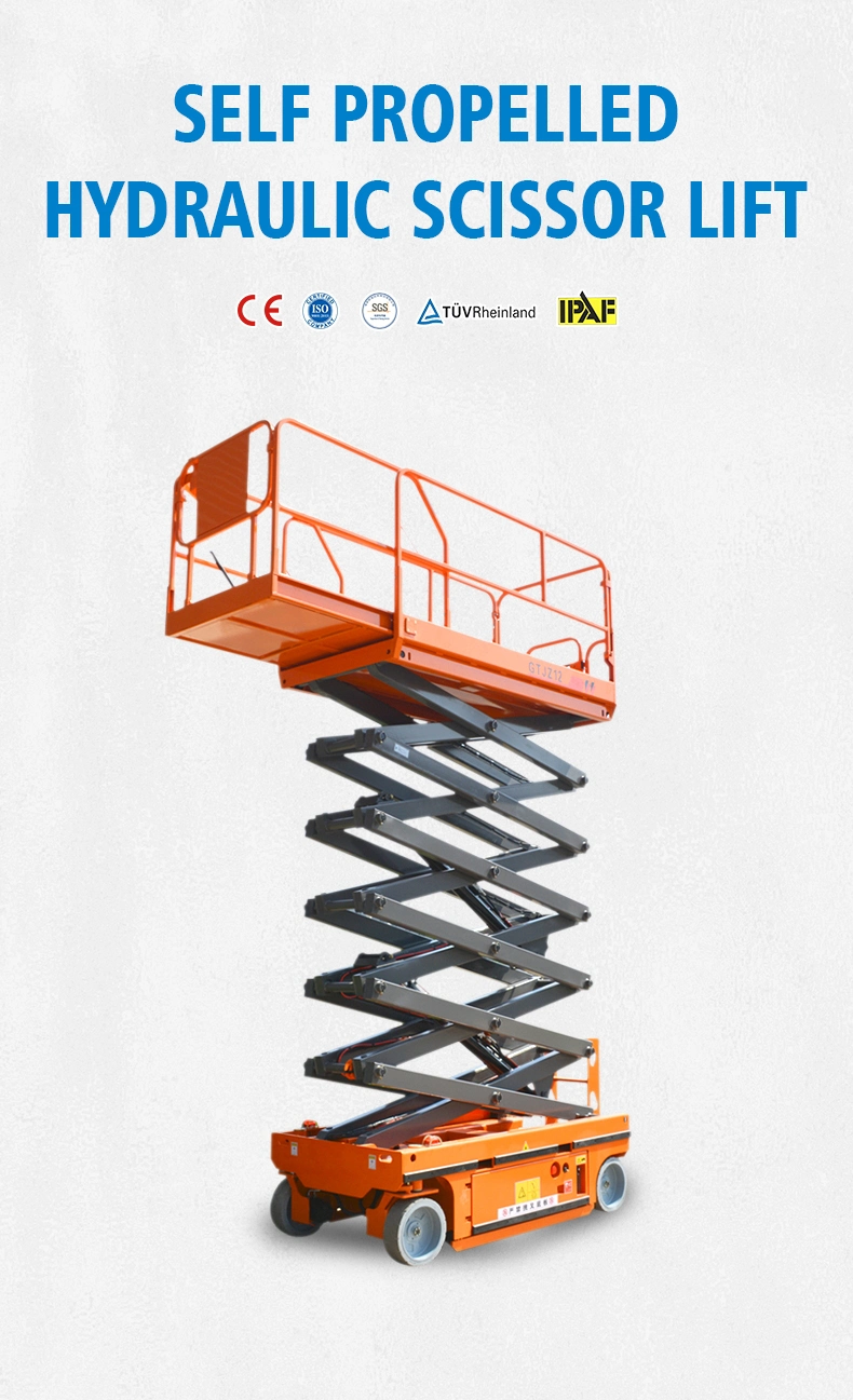 Kinglift CE ISO Approved Aerial Working Lifting Self-Propelled Scissor Lifter Table 8m 10m Vertical Extension Platform