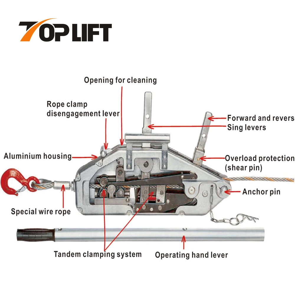 0.8t Lifting Equipment Tools Pulling Wire Rope Hoist Hand Cable Puller with Winch