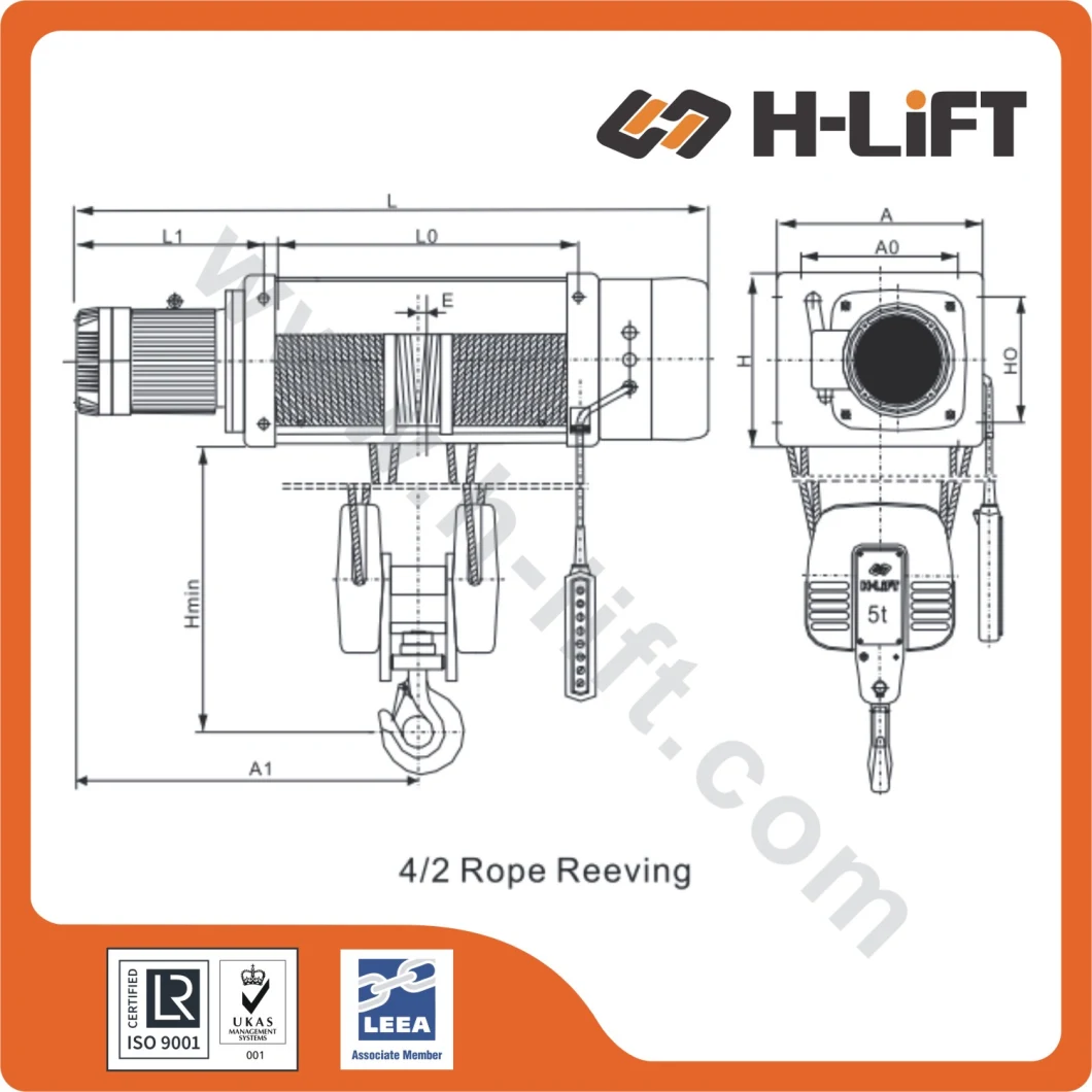 Foot Mounted Electric Winch Cable/Wire Rope Hoist (WHF-A)