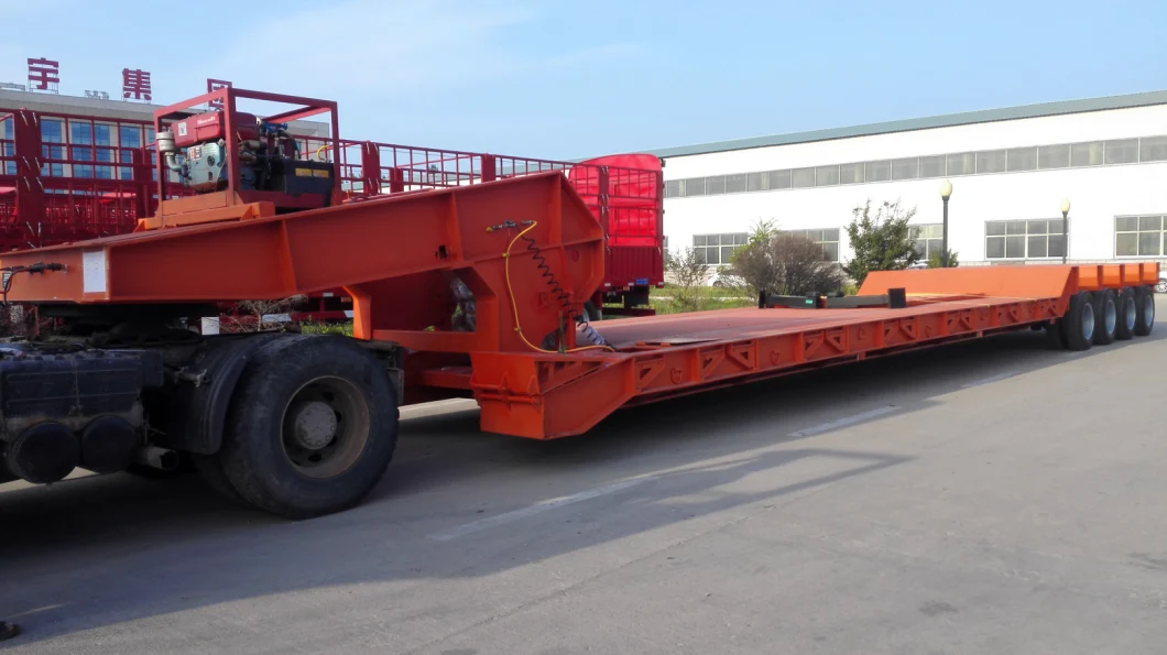 3 Axle Engineer Machine Transport Low-Bed Semi Trailer with Wabco Braking System