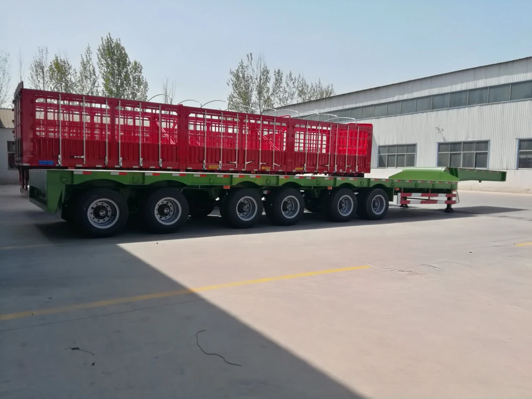 3 Axle Engineer Machine Transport Low-Bed Semi Trailer with Wabco Braking System