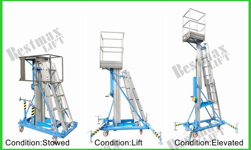 3.2m Platform Height Manual Winch Elevating Lift with 125kg Load