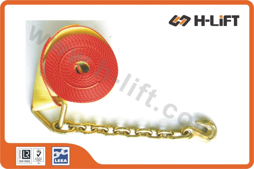Cargo Winch Strap with Chain Anchor Assembly