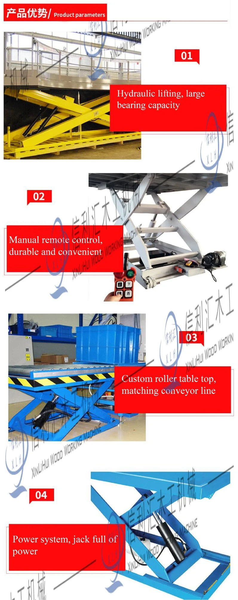 Lift Table Lifting Platform Fixed Hydraulic Lifting Platform Stationary Hydraulic Lifting Platform Sjyg Base for Transfer Mobile Cart, Metal Cart,