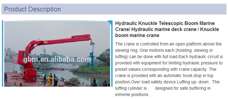 Electric Hydraulic Offshore Knuckle Telescopic Boom Ship Deck Marine Crane