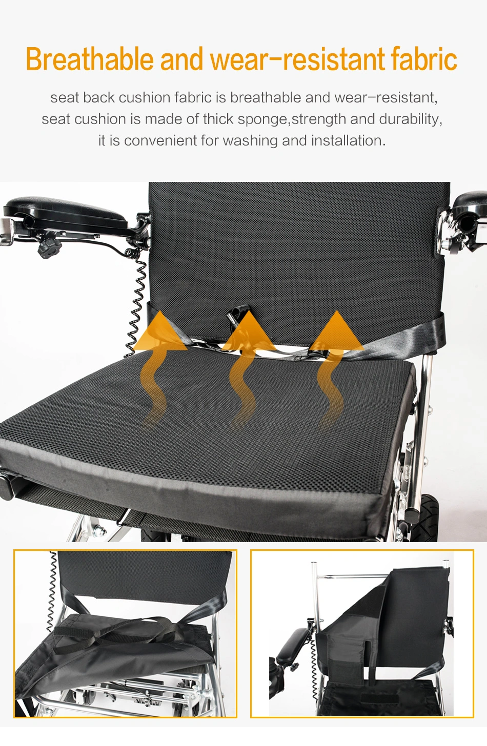 Lightweight Travel Power Electric Wheelchair with Dual Braking System Regenerative and Electromechanical