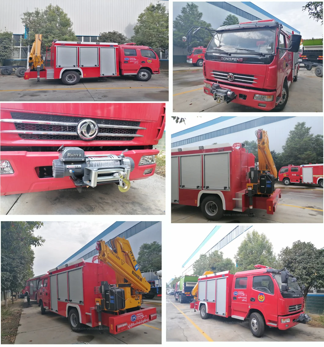 Dongfeng DFAC Electric Winch and 3 Ton Crane Fire Rescue Vehicles We Export to Burma