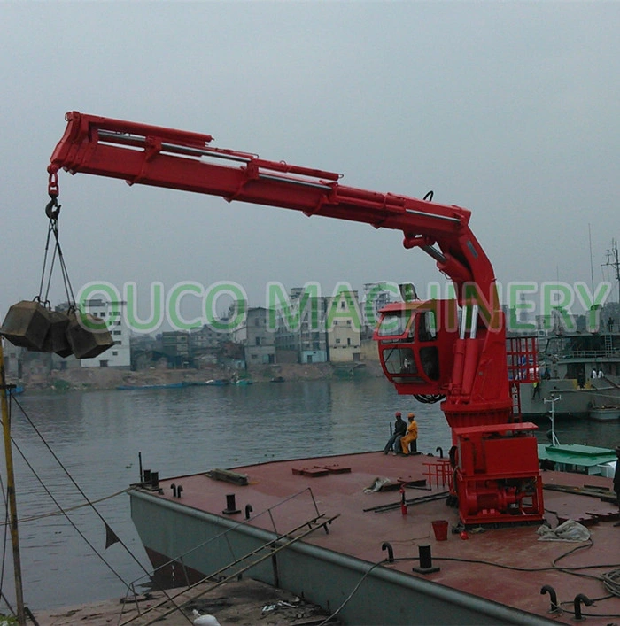 Hydraulic Boom Lift Folding Long Boom Arm Truck Mounted Crane Marine Crane 6.3t 6t Ship Marine Deck Crane