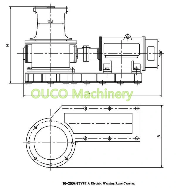 Ouco Marine Vessel Electric Power Anchor Industrial Capstan Winch
