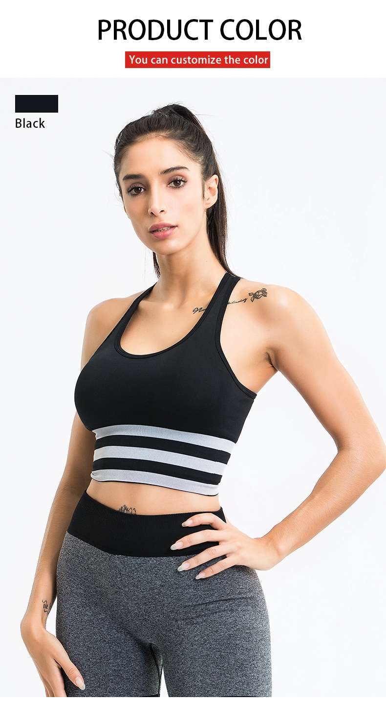 Custom Logo Workout Athletic Wear Women High Impact Sports Bra Gym Yoga Bra Striped Sports Bra