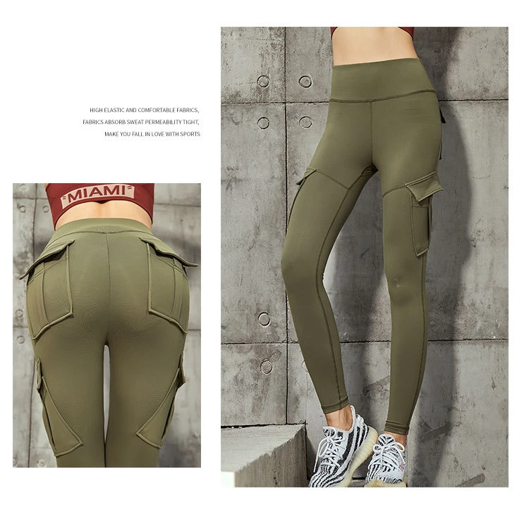 Hot Sale Customized Fitness Sportswear Workout Bottoms Quick Dry Women Cargo Yoga Pants
