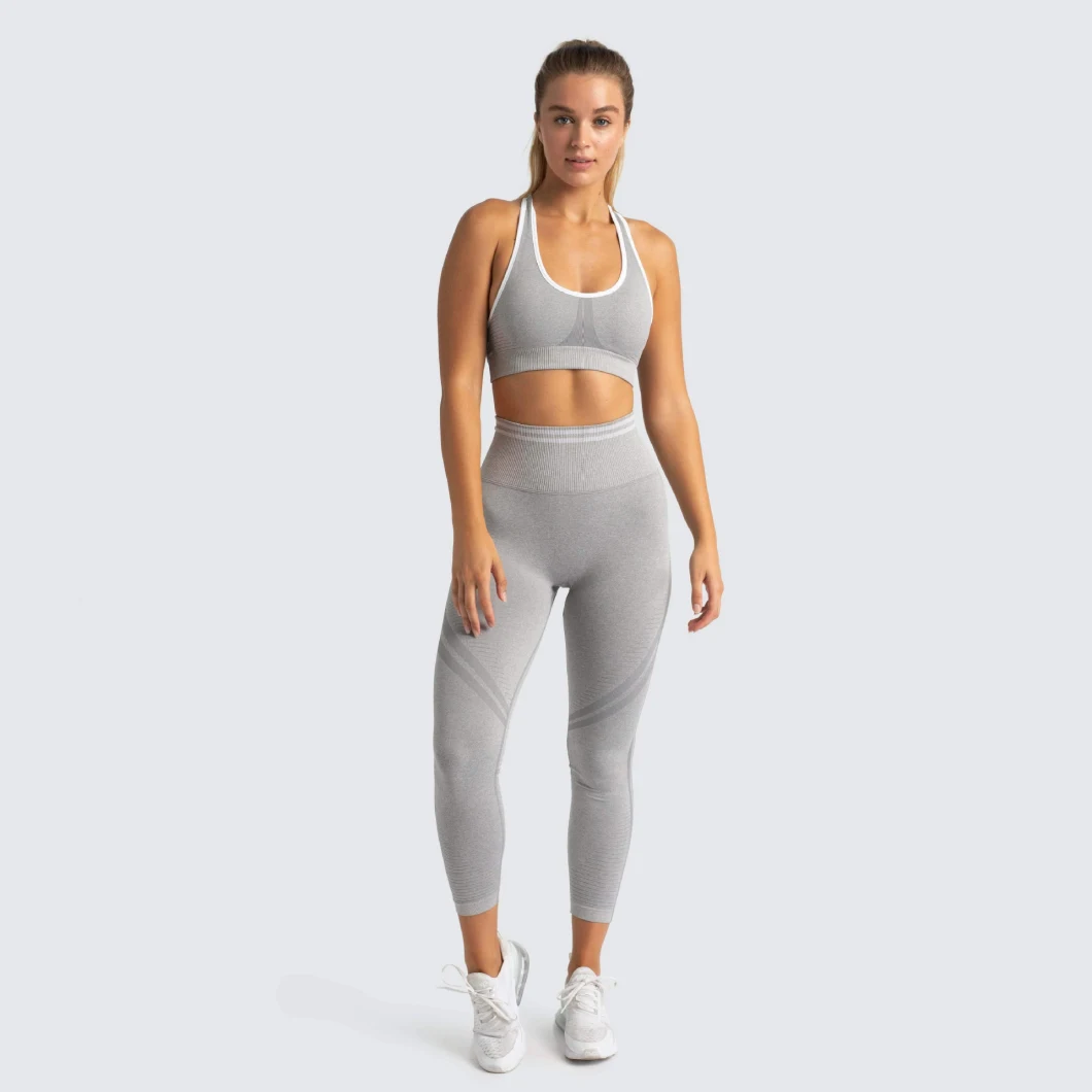Fashion Custom Print Seamless 2 Piece Sports Crop Top Leggings Gym Clothes Fitness Tracksuits