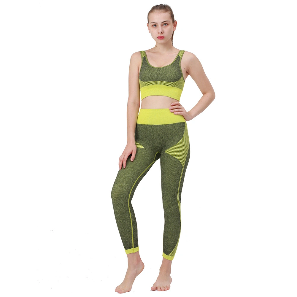 Sports Wear Clothing Knit Seamless Yoga Workout Set Fitness Running Set Compression Sports Suit Workout 2 Pieces Women Knit Yoga Set