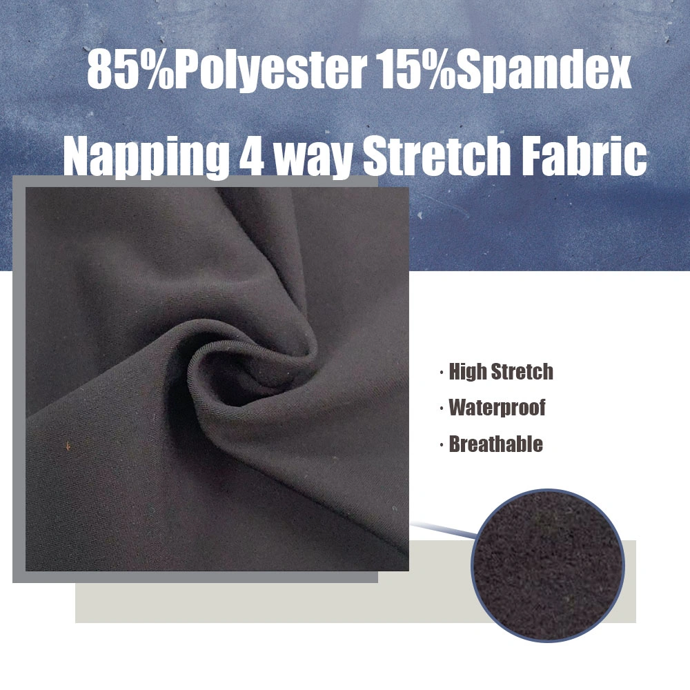 Skin Friendly High Stretch Fabric Home Textile Garments Cloth Fabric 85 Polyester 15 Spandex Napping 4 Way Stretch Fabric