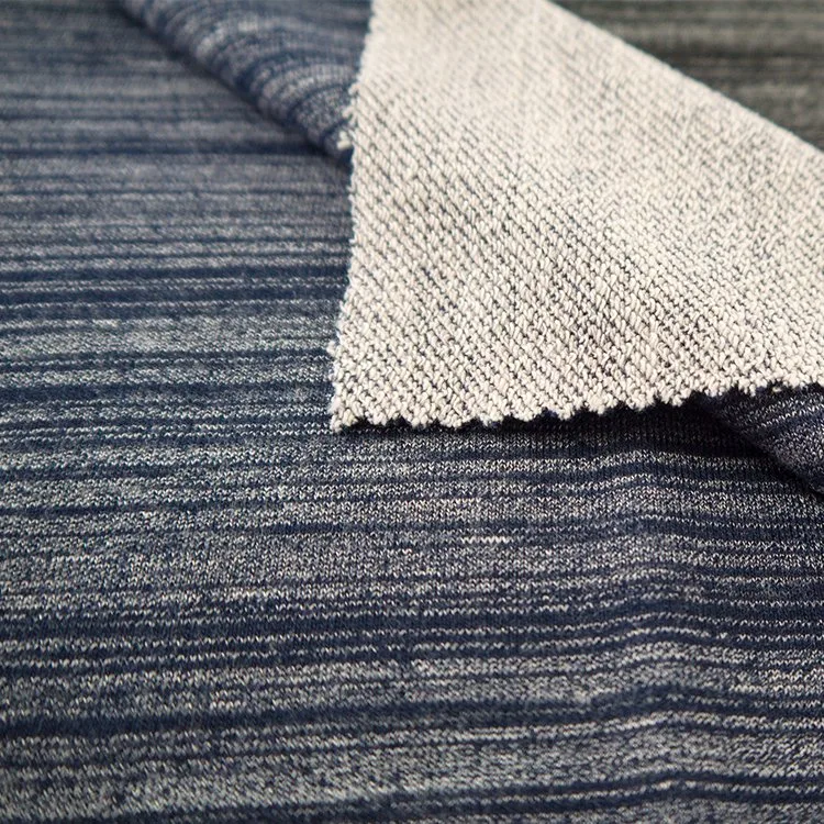 Fashion Casual Wear Sweater Fabrics Stripe Pattern Heathered Elastane French Terry Knit Fabric