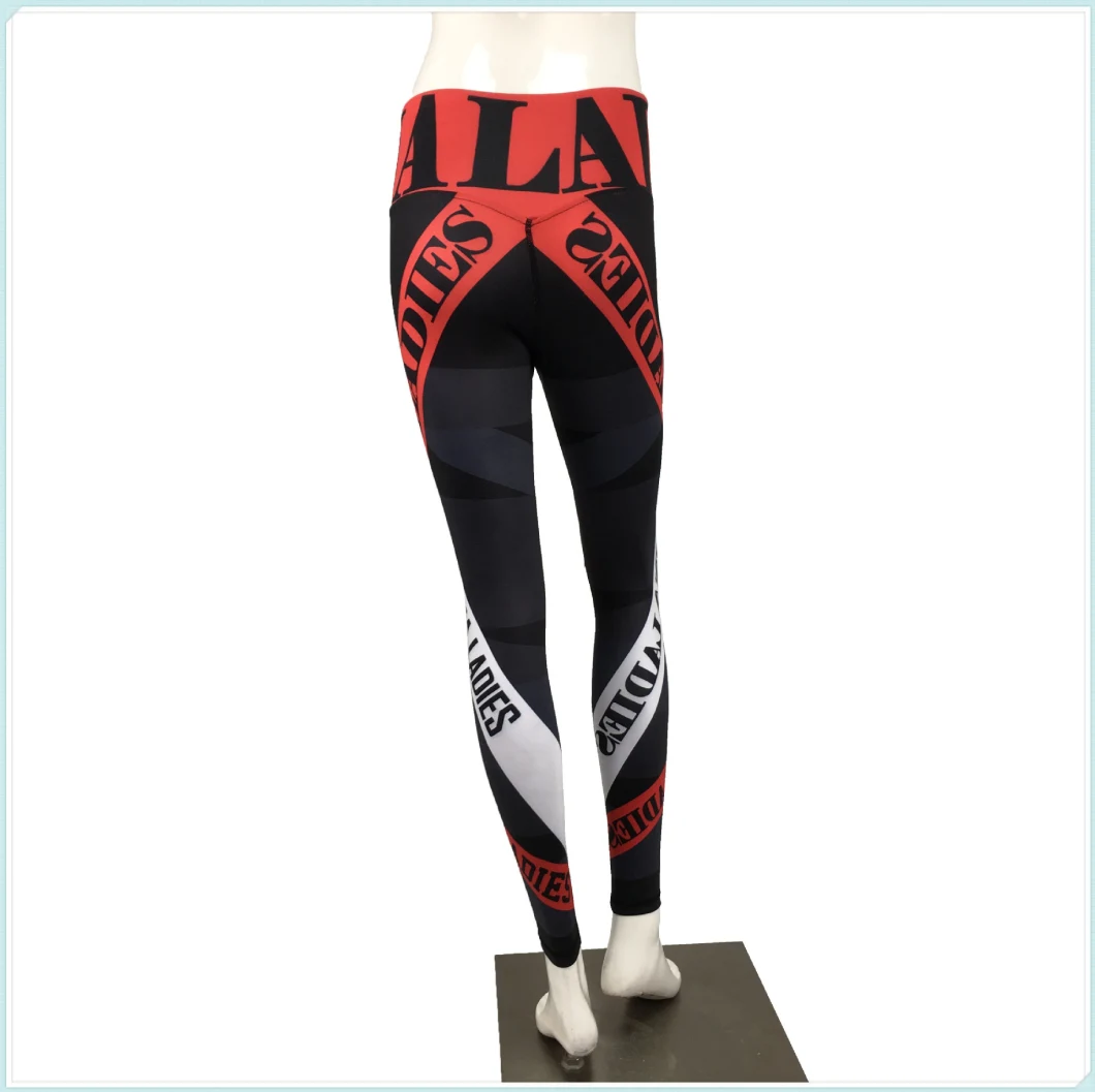 Yoga Pants Women Sexy Red Striped Letter Printing Gym Sport Leggings Tight Fitness Athletic Leggings Sportswear