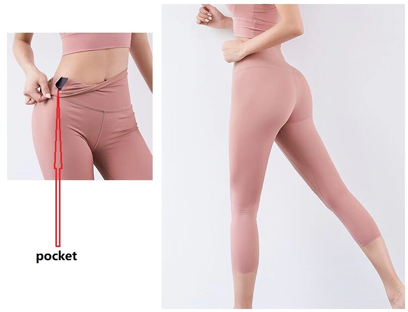 Pink High Waist Leggings Customized Wholesale Fitness Clothing Bottom