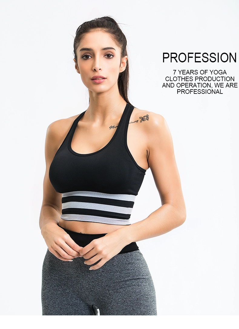 Custom Logo Workout Athletic Wear Women High Impact Sports Bra Gym Yoga Bra Striped Sports Bra