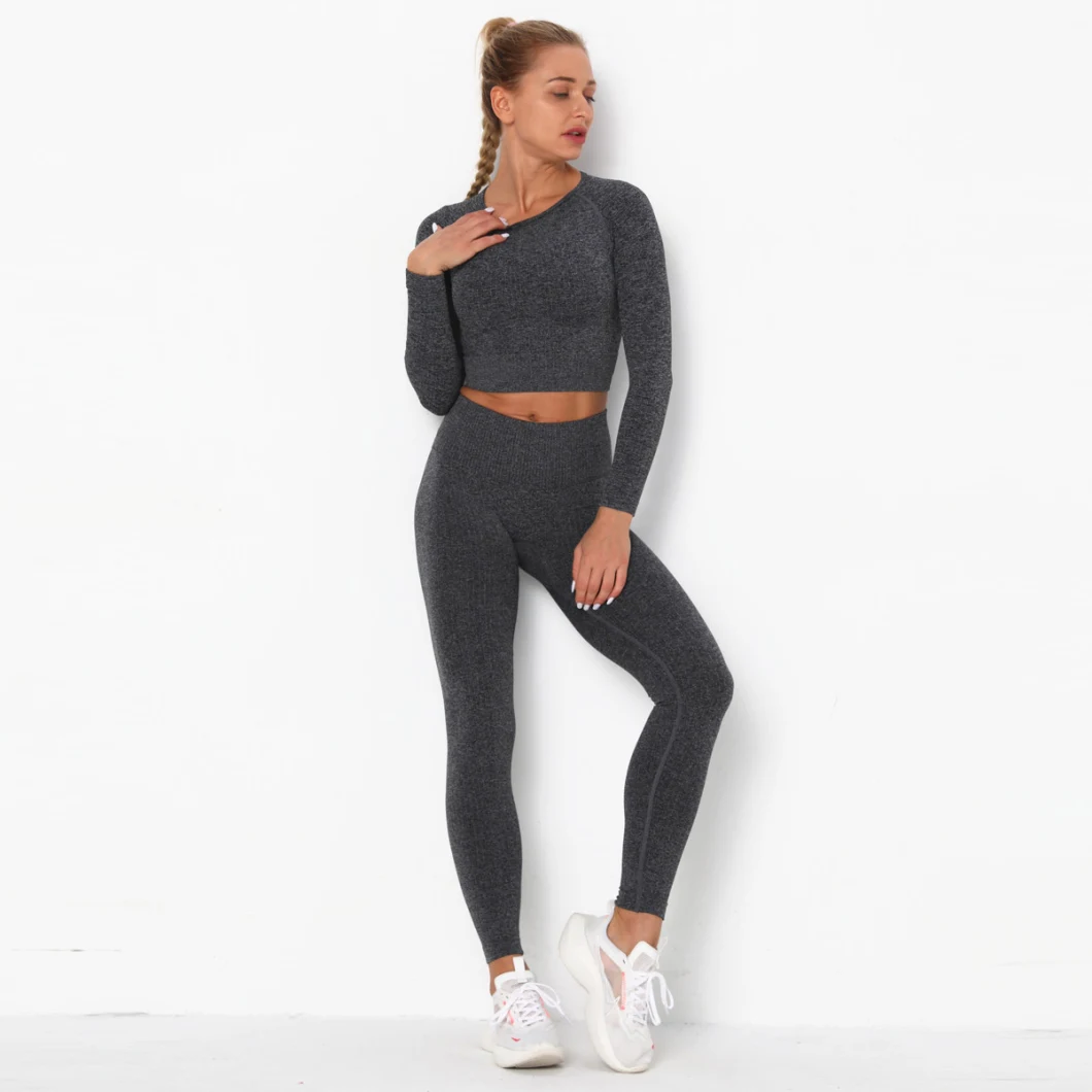 Seamless Yoga Sets Sports Clothing for Women Seamless Breathable Hip Lifting Tight Leggings Long Sleeve