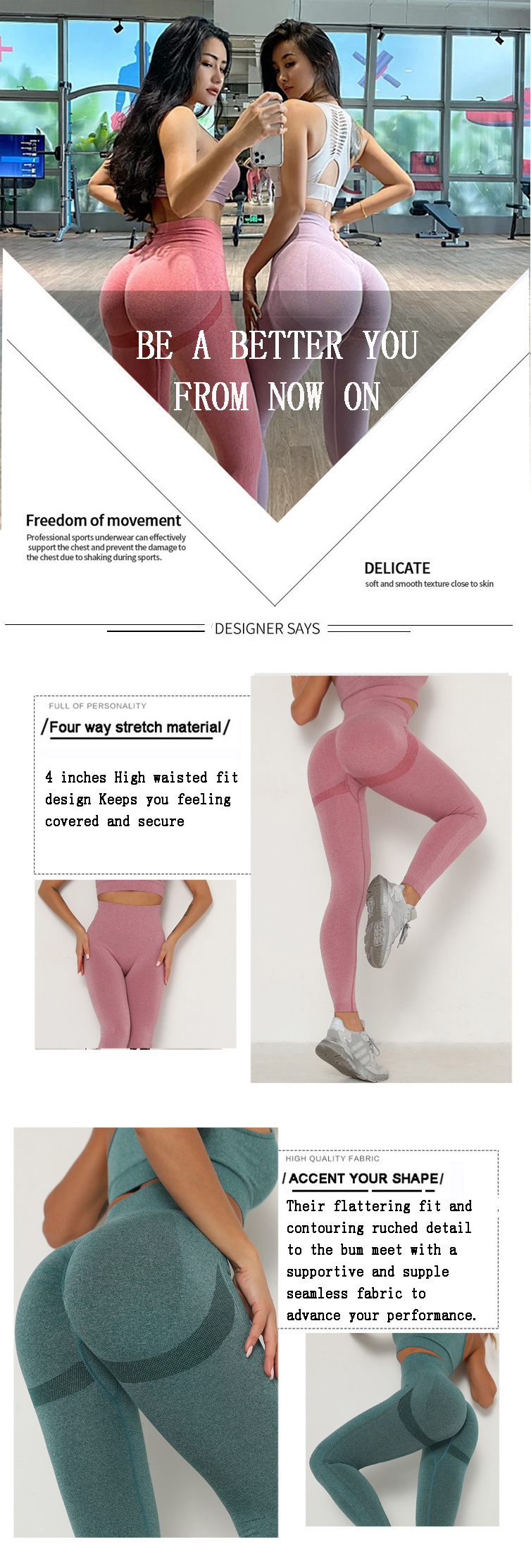 Wholesale Fitness Wear Workout Sports Clothing Yoga Pants High Waist Scrunch Gym Leggings