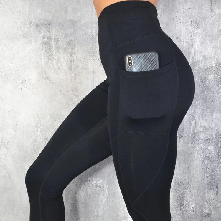 Hot Selling with Phone Pocket Ladies Fitness Gym Leggings Organic Cotton Tight Yoga Pants